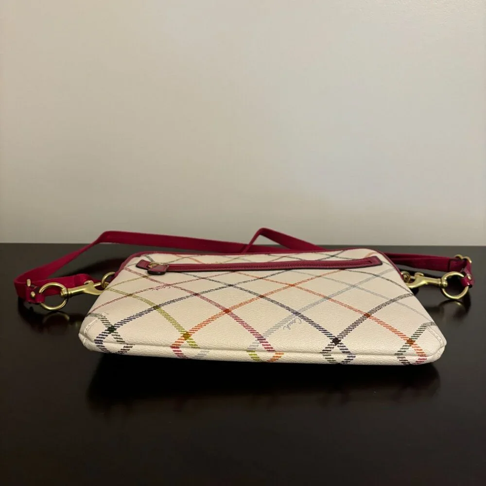 Coach Payton Cream & Pink Tattarso Tablet iPad Crossbody